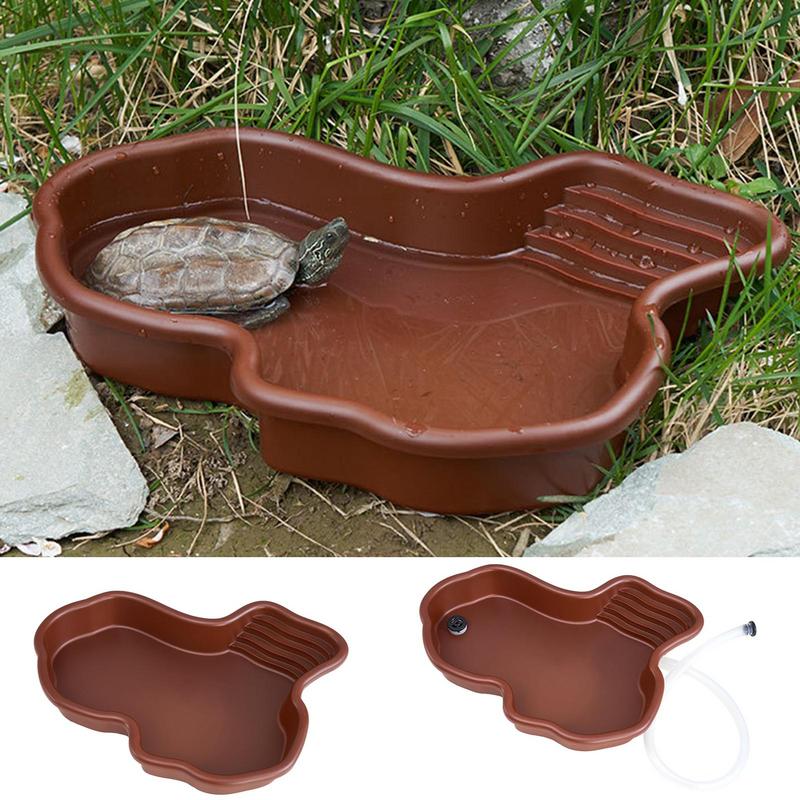 Water Dish Reptile - カメの餌皿爬虫類入浴プールランプと日光浴テラス水族館の装飾カメひげを生やしたドラゴンヤモリ庭用