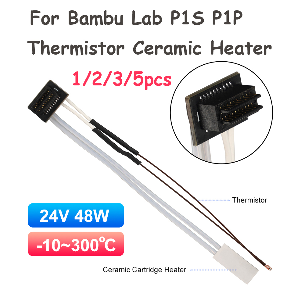 Ceramic Heat Emitter - Bambu Lab P1P用加熱管セラミックカートリッジ24V 48Wサーミスタ、Bambulab P1S用ホットエンドヒーターサーミスタ、3Dプリンター部品