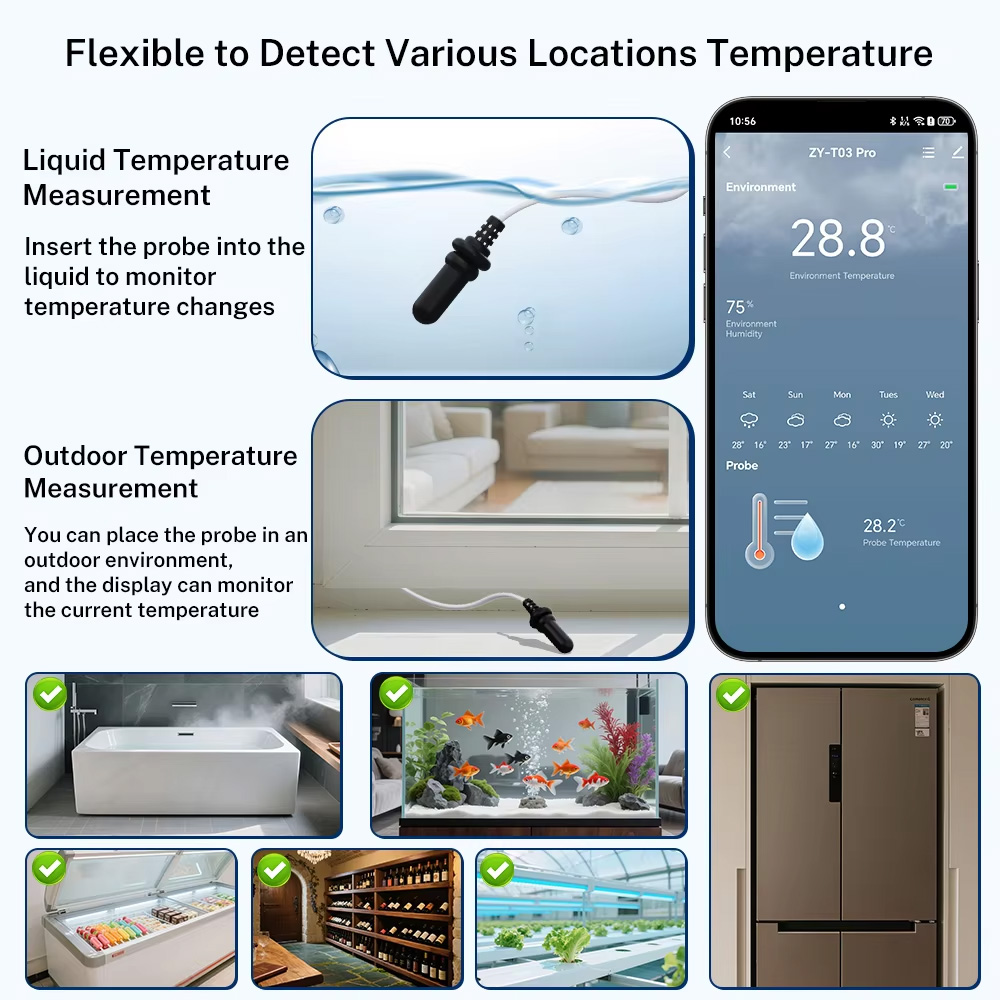 外部防水プローブ温度湿度センサー Tuya WiFi Zig - Digital Hygrometer Probe のレビューと価格