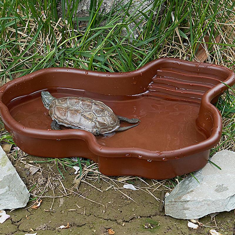 カメの餌皿爬虫類入浴プールランプと日光浴テラス水族館の装飾カ - Water Dish Reptile のレビューと価格