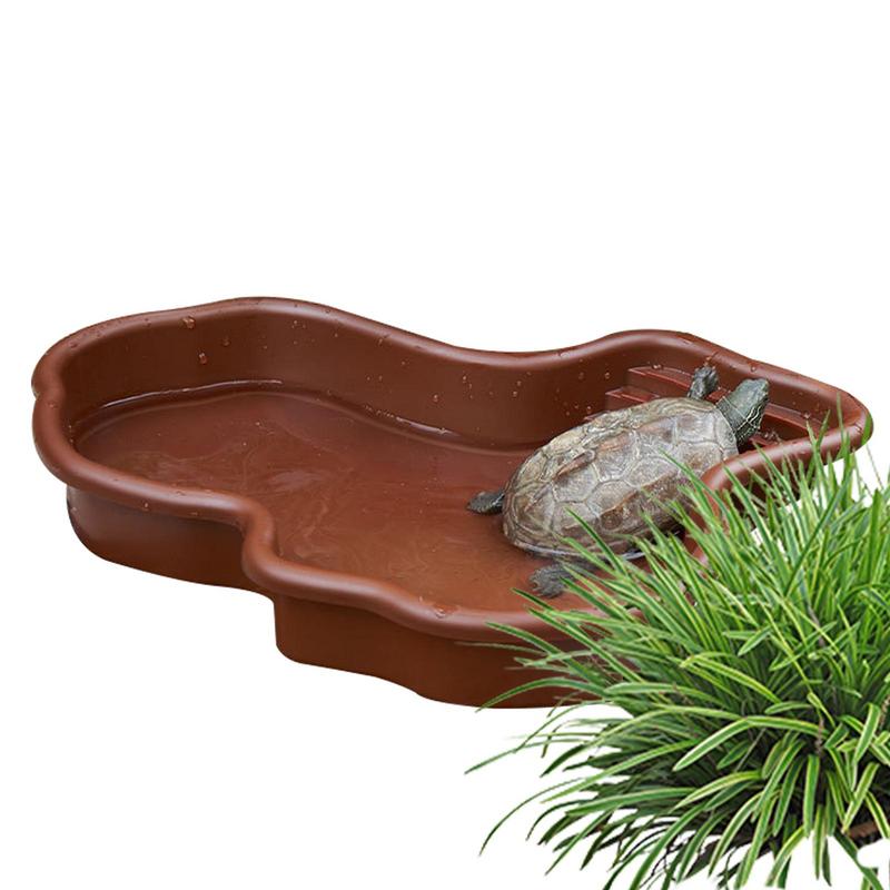カメの餌皿爬虫類入浴プールランプと日光浴テラス水族館の装飾カ - Water Dish Reptile のレビューと価格