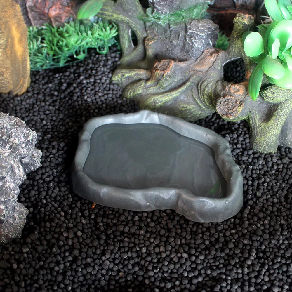 ABS樹脂製爬虫類用給餌ボウル 模造岩デザイン 安全で耐久性 - Water Dish Reptile のレビューと価格