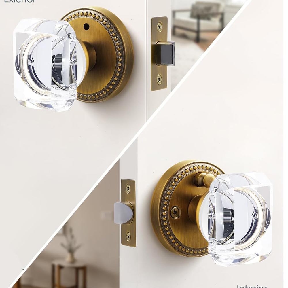 ブラッシュドクリスタル製ドアハンドル、プライベートベッドルー - Glass Door Hinge のレビューと価格